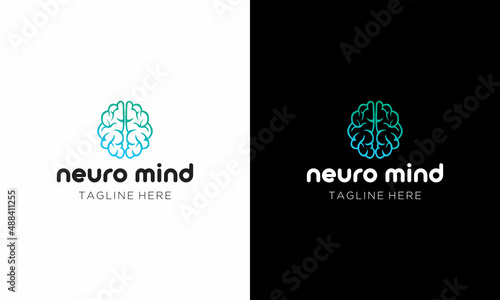 creative brain logo concept design with modern tech vector
