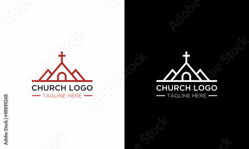 Church line icon, vector pictogram of catholic chapel building. Religious house illustration, sign for christian logo.