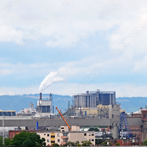 view of the plant. Industrial area of the city of Mannheim Germany.