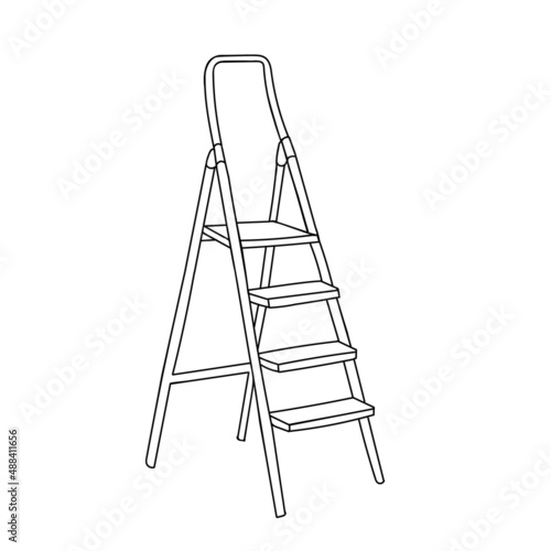 Hand-draw black vector illustration of metallic or wooden ladder isolated on a white background