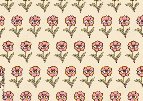 Abstract Flowers Seamless hippie pattern
