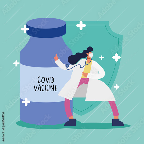 female doctor and covid19 vaccine vial