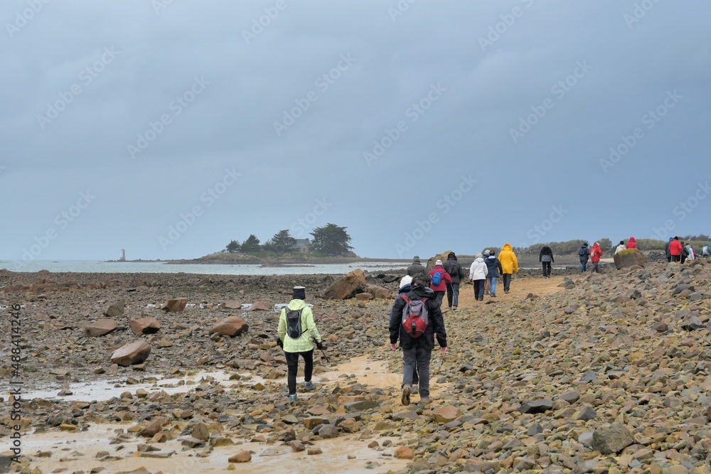 Hiking at seaside in Brittany - France Hiking at seaside in Brittany - France
