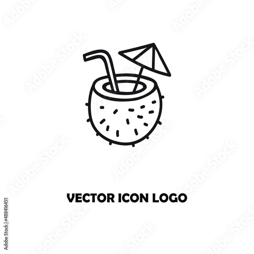 coconut tropical cocktail flat style icon vector illustration design
