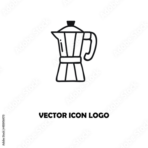 Stovetop espresso maker coffee pot in vector icon
