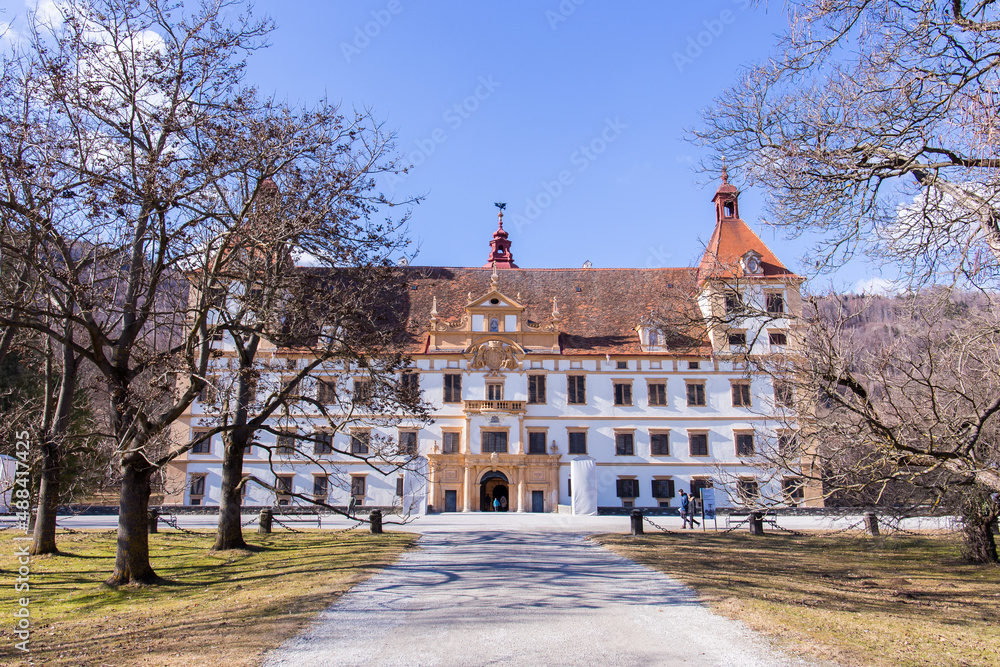 Schloss Eggenberg with its park in Graz, Austria during Winter