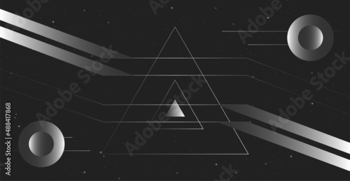 Abstract futuristic technologies. Abstract background with dynamic lines, circles, squares and cubes. Applicable for wall poster, poster, ui, cover, banner, social media.