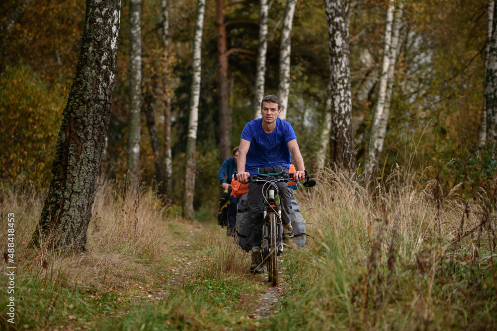Bicyclist in the forest, Russia Bicyclist in the forest, Russia