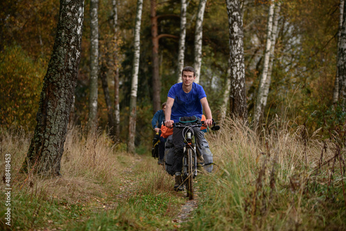 Bicyclist in the forest, Russia