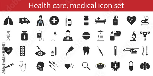 Healthcare, medical icon set. Vector illustration.