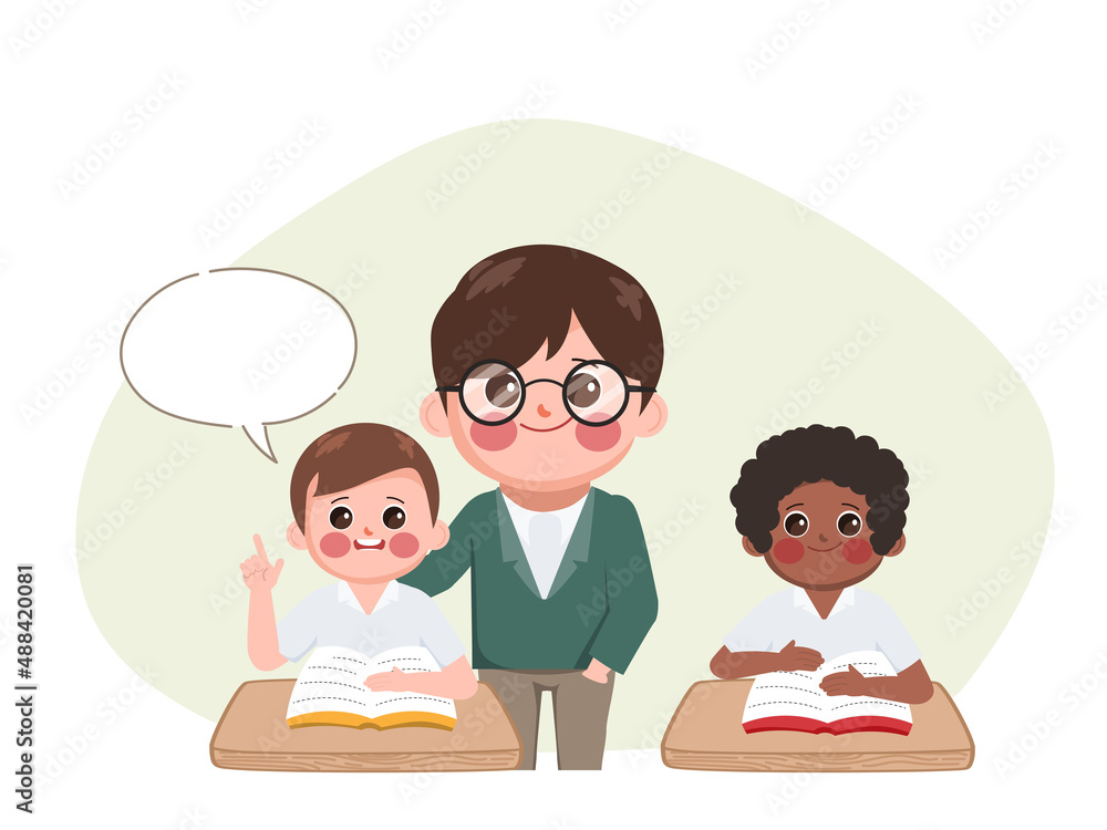 Student Back to school teacher and student in the classroom. Student Back to school teacher and student in the classroom.