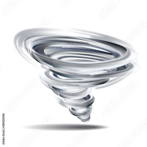 Realistic tornado swirl isolated on white. Vector