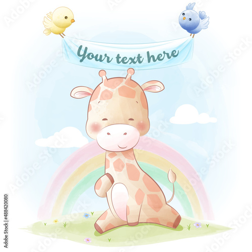 Photography Cute animal vector illustration little giraffe