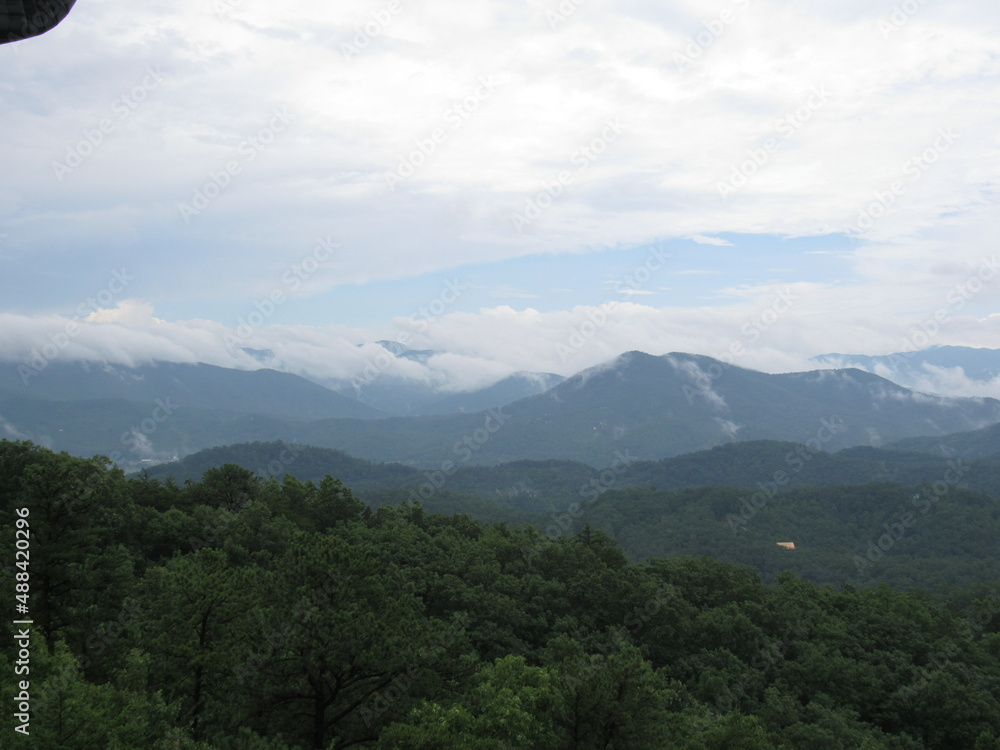 Cloudy day over the smoky mountains, in Gatlinberg Tennessee.