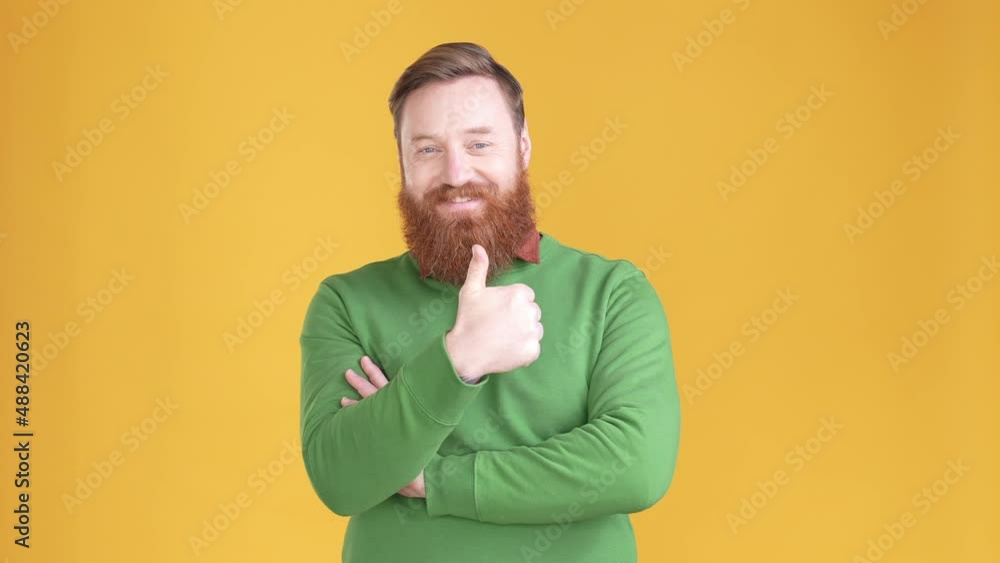 Guy best recommend himself make thumb-up point isolated shine color background Guy best recommend himself make thumb-up point isolated shine color background