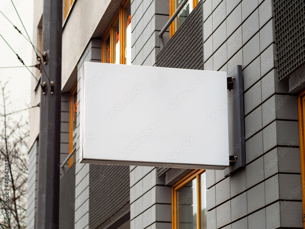 Empty display on a facade of a business inside the building. Template ...