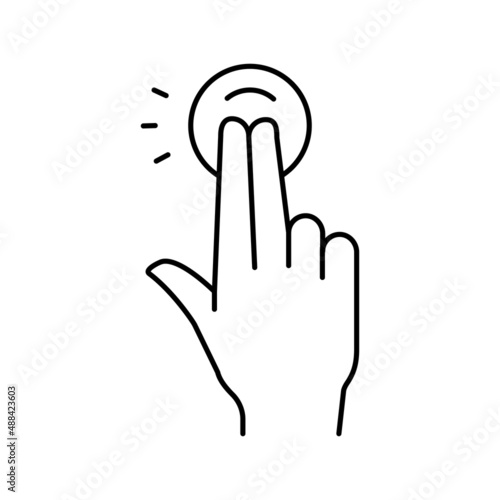 double tap with fingers on smartphone screen line icon vector illustration