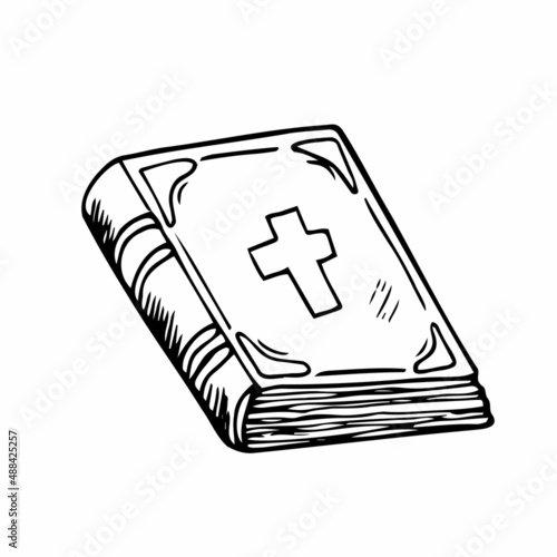 Holy Bible in doodle style. Isolated vector sketch. Easter concept