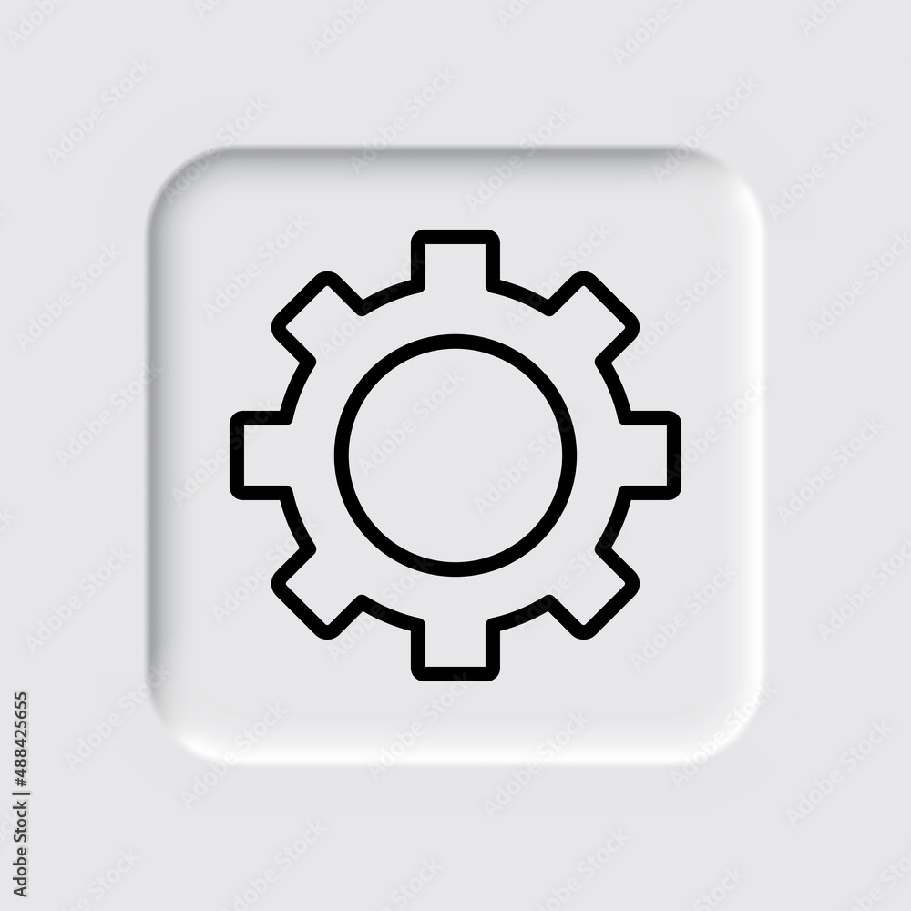 Gear simple icon vector. Flat desing. Neumorphism design.ai Gear simple icon vector. Flat desing. Neumorphism design.ai