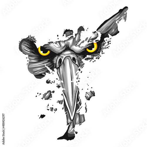 Eagle isolated in kicking person image, vector illustration