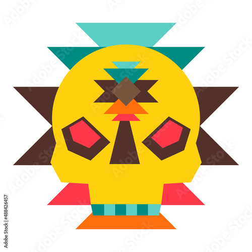 Illustration of american indians skull. Ethnic image in native style.