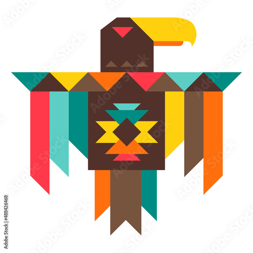 Illustration of american indians eagle. Ethnic image in native style.