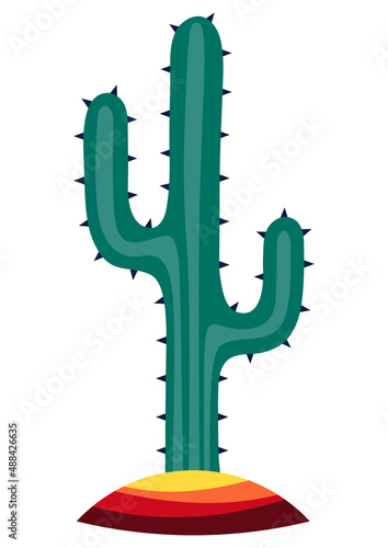 Illustration of cactus. Decorative spiky mexican cacti.