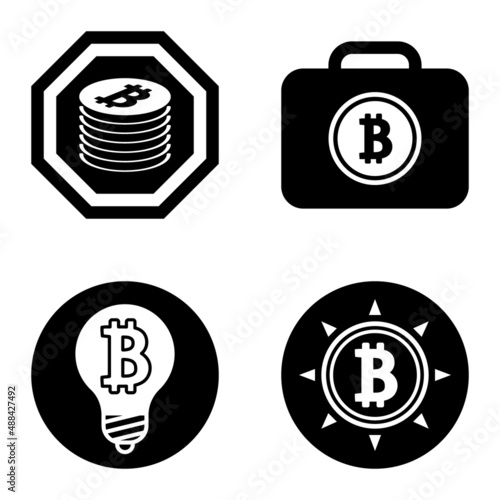 Bitcoins1-2 Flat Icon Set Isolated On White Background