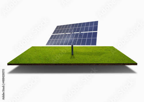  Piece of ground with grass in garden isolated on a white background. 3d illustration