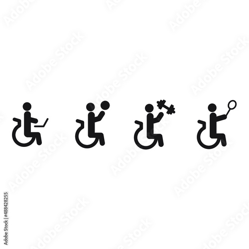 Disability in Action icons symbol vector elements for infographic web 