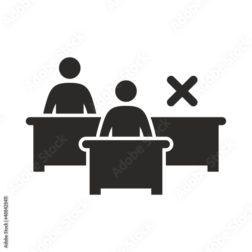 Attendance icon. Students in classroom. Vector icon isolated on white background.