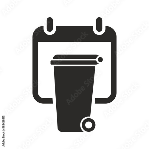 Wheelie bin icon. Rubbish collection day. Vector icon isolated on white background.