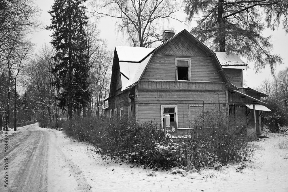 Old and abandoned wooden house in Zelenogorsk, Russia. Falling apart dachas and a complete lack of people Old and abandoned wooden house in Zelenogorsk, Russia. Falling apart dachas and a complete lack of people