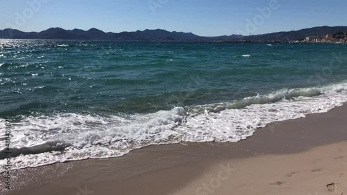 Big waves of the turquoise color sea