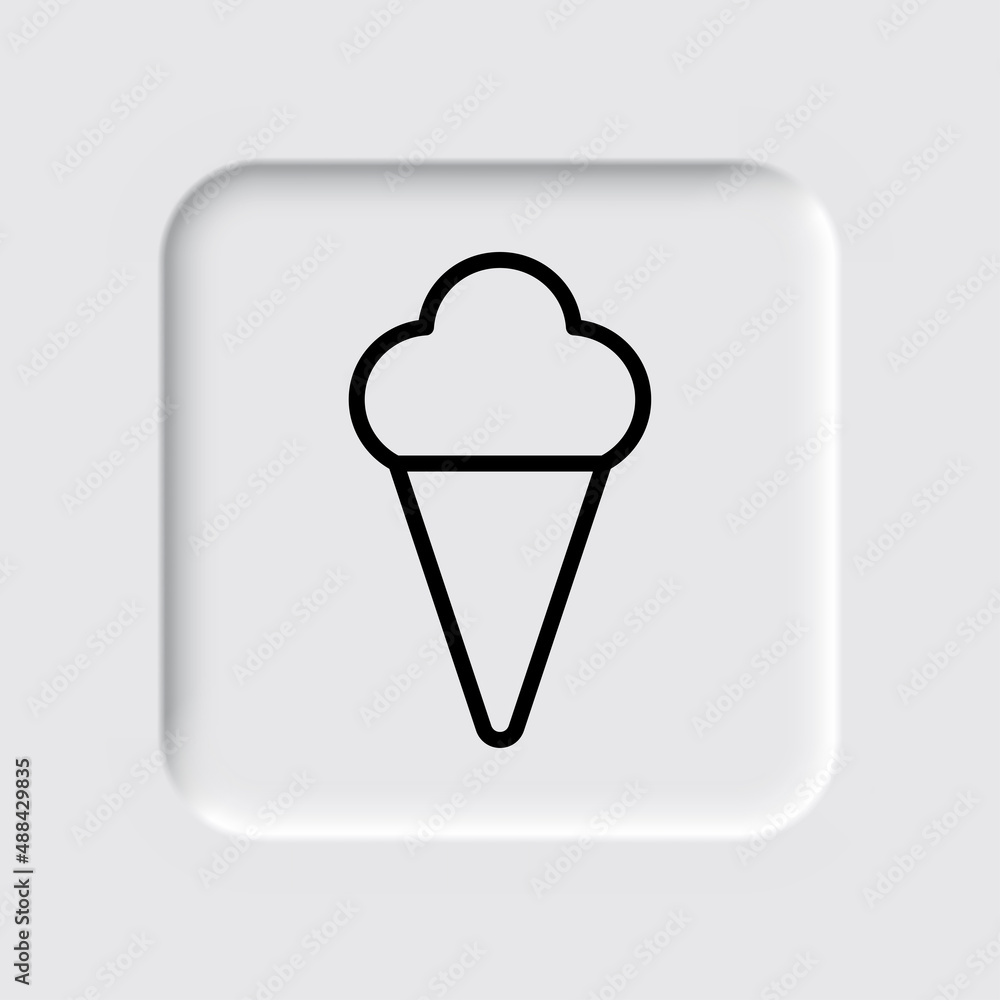 Ice cream simple icon vector. Flat desing. Neumorphism design.ai Ice cream simple icon vector. Flat desing. Neumorphism design.ai