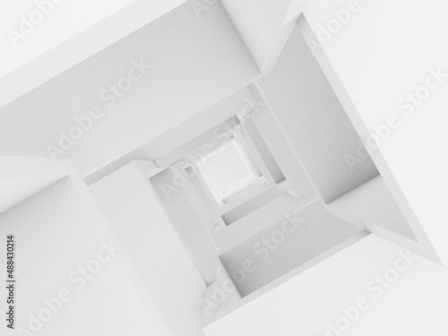 Abstract white tower interior background  looking up. 3 d