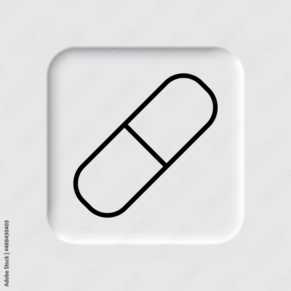 Pill simple icon vector. Flat desing. Neumorphism design.ai Pill simple icon vector. Flat desing. Neumorphism design.ai