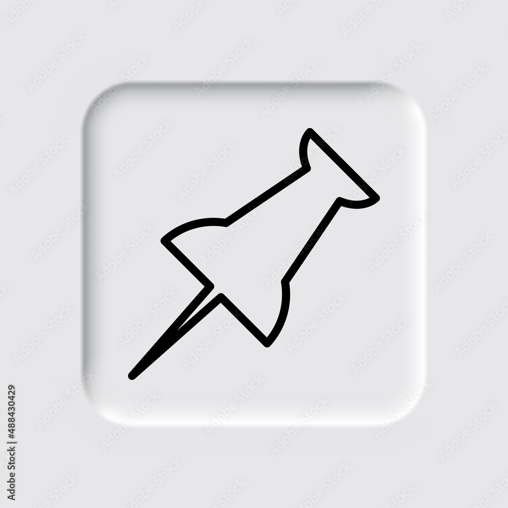 Pin simple icon vector. Flat desing. Neumorphism design.ai Pin simple icon vector. Flat desing. Neumorphism design.ai