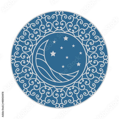 mandaka,  Moon And Stars. Logo  template