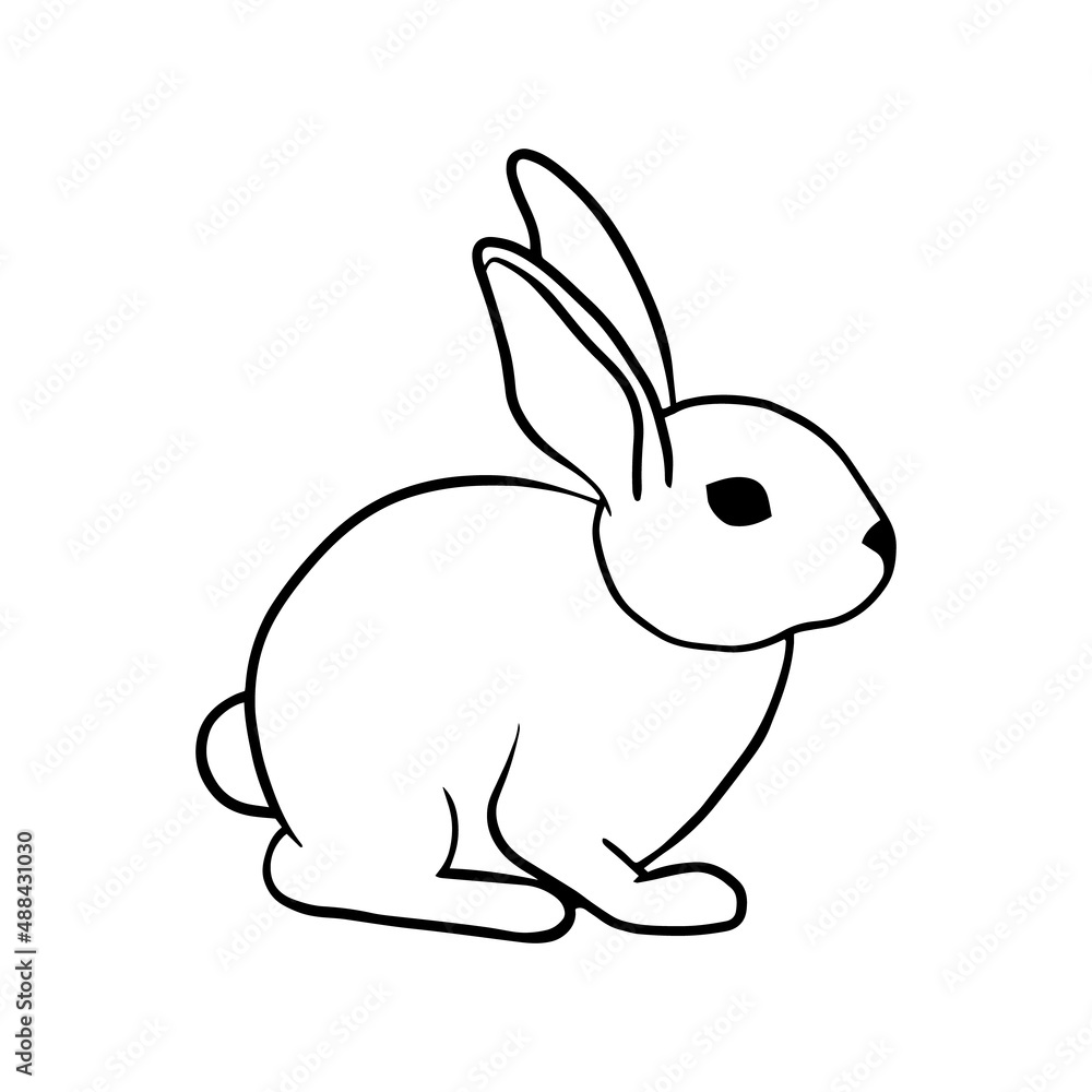 Contour drawing of a rabbit isolated on a white background. Doodle style. Vector Contour drawing of a rabbit isolated on a white background. Doodle style. Vector