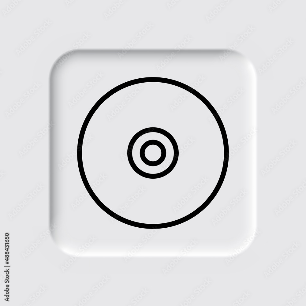 CD DVD simple icon. Flat desing. Neumorphism design.ai