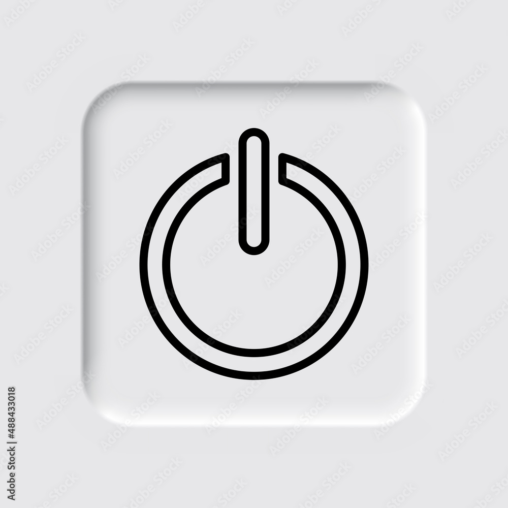 Shut down simple icon vector. Flat desing. Neumorphism design.ai Shut down simple icon vector. Flat desing. Neumorphism design.ai