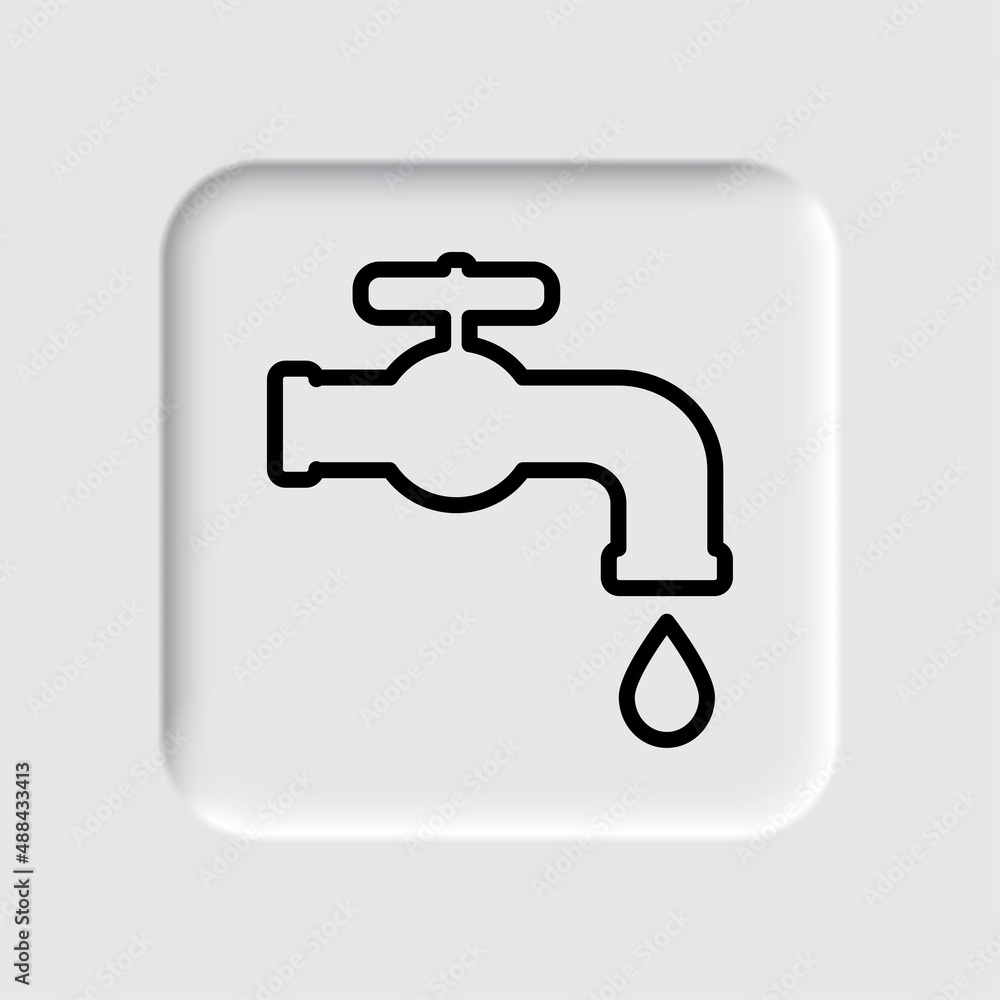 Water tap simple icon. Flat desing. Neumorphism design.ai Water tap simple icon. Flat desing. Neumorphism design.ai