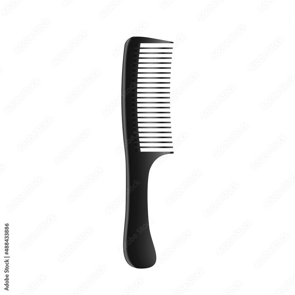 Realistic hairbrush for everyday home hair care. Barbershop accessory tool. Isolated brush comb Realistic hairbrush for everyday home hair care. Barbershop accessory tool. Isolated brush comb