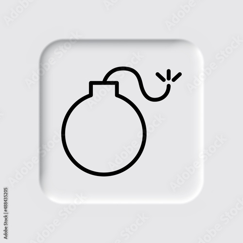 Bomb simple icon. Flat desing. Neumorphism design.ai