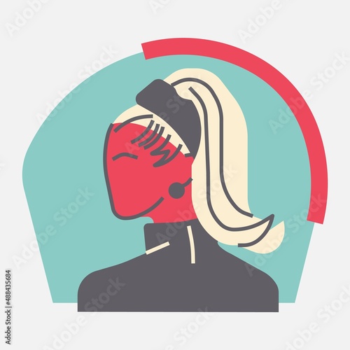Flat style female avatar - blonde woman, modern minimalist design