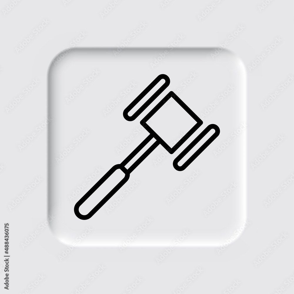 Hammer simple icon. Flat desing. Neumorphism design.ai Hammer simple icon. Flat desing. Neumorphism design.ai