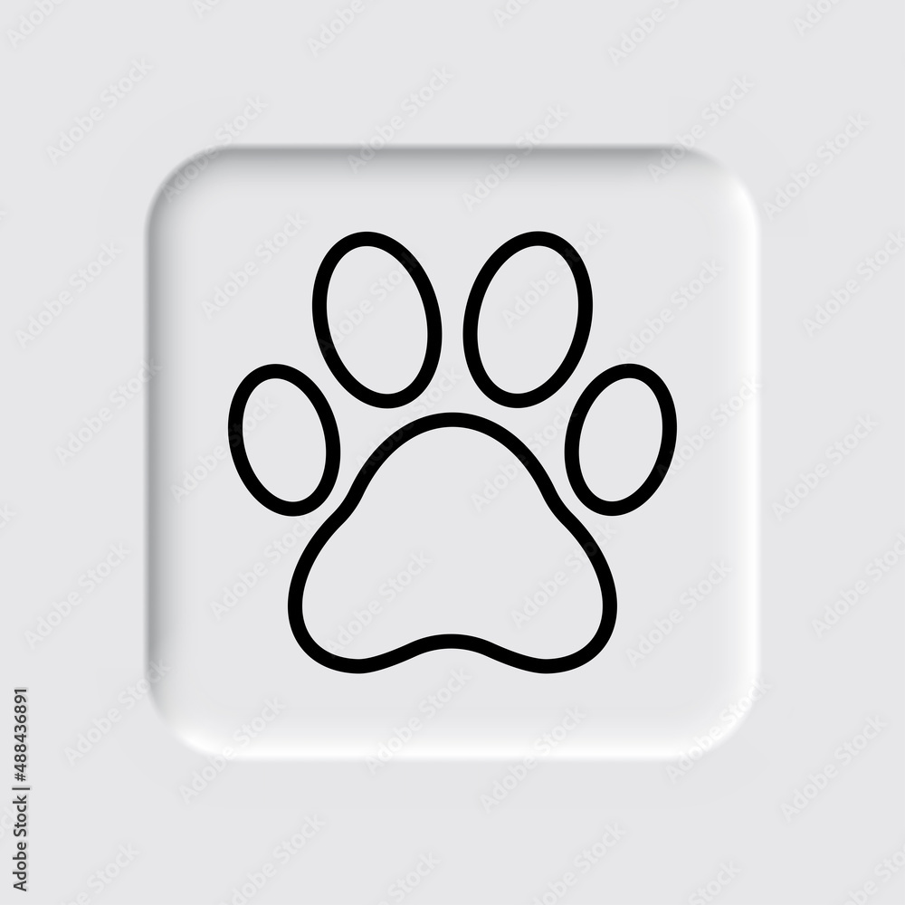 Paw simple icon. Flat desing. Neumorphism design.ai Paw simple icon. Flat desing. Neumorphism design.ai