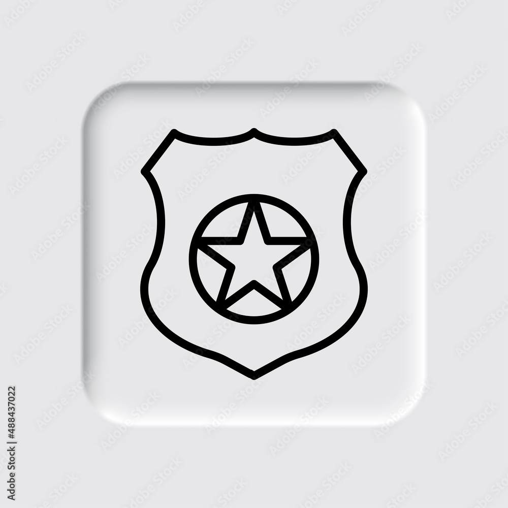 Police badge simple icon. Flat desing. Neumorphism design.ai Police badge simple icon. Flat desing. Neumorphism design.ai
