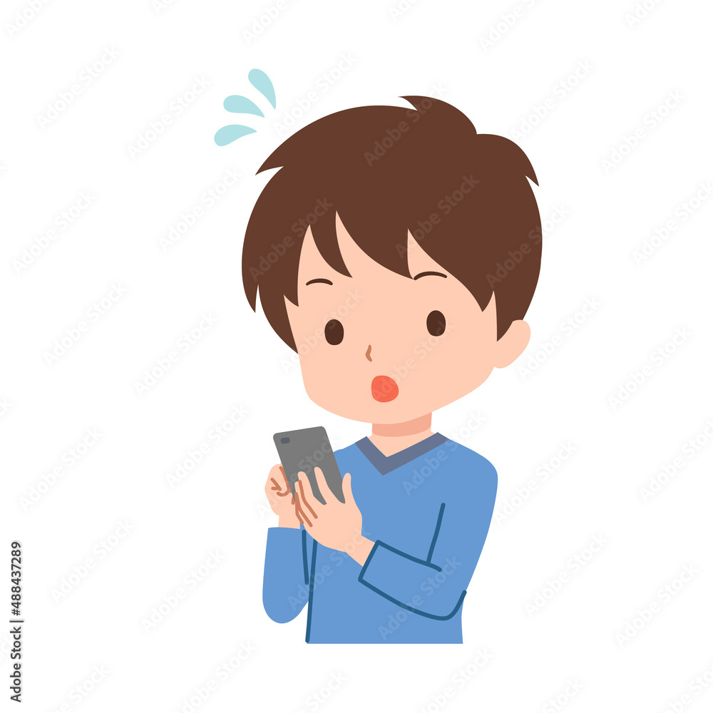 スマートフォンを操作する男性のイラスト